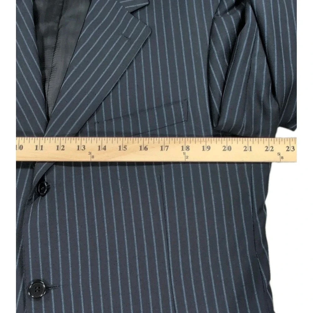 Canali Suit Mens 44R Navy Pinstripe Super 120s Wool Italy Saks Fifth Ave